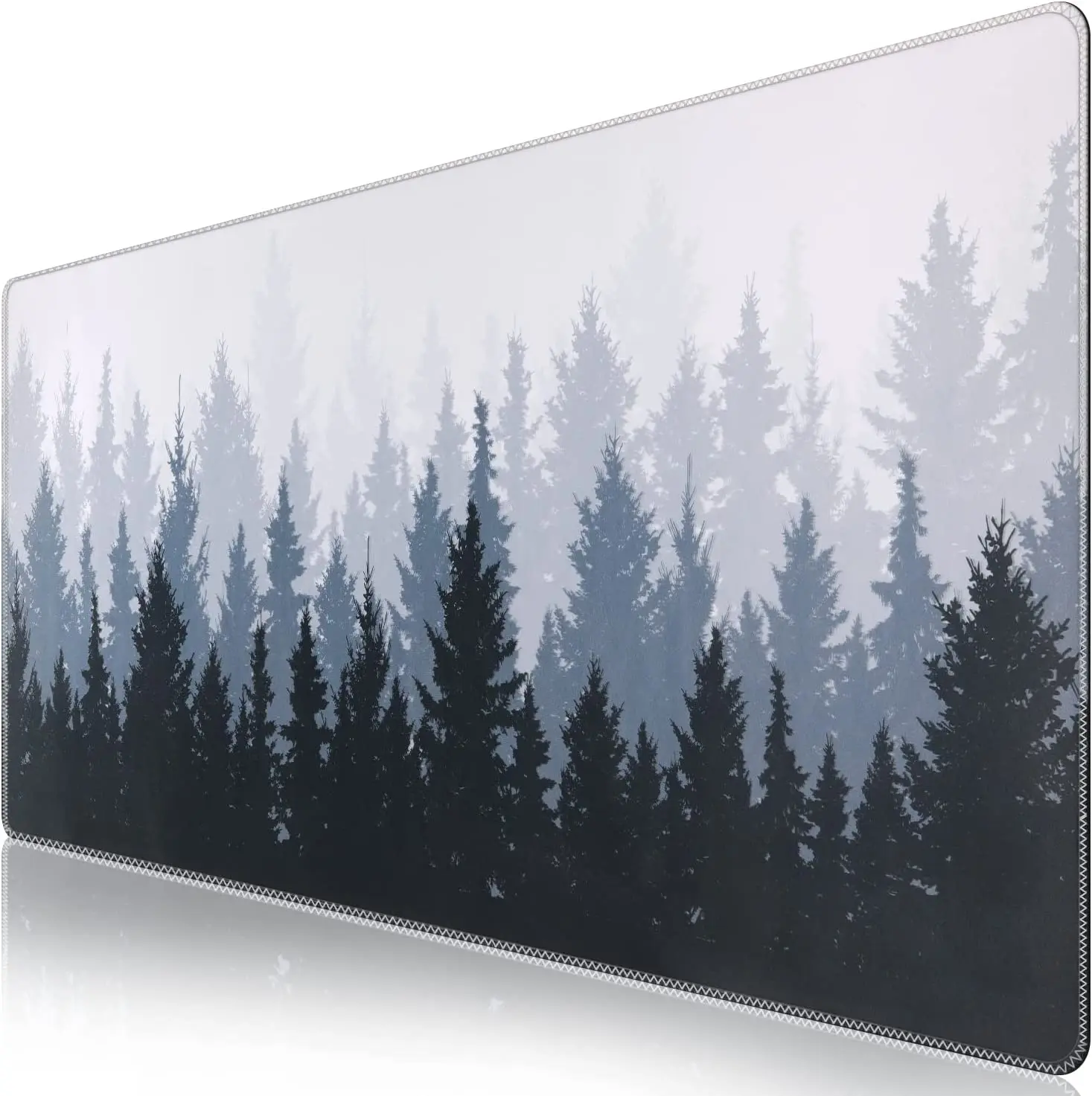 

Extended Mouse Pad 35.4x15.7 in Large 3mm Non-Slip Rubber Base Mousepad with Stitched Edges Waterproof Desk Pad- Misty Forest