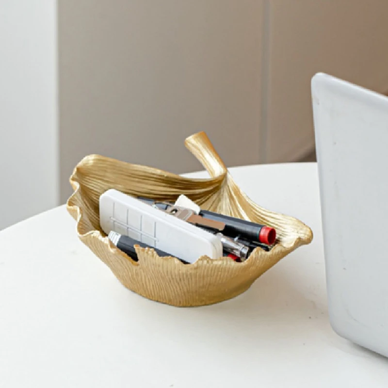 Полимерные золотистые листья Ginkgo аксессуары для хранения фигурки рабочего стола