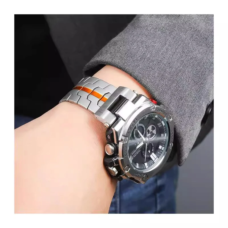 Фото Для Casio GST-B100 W300G/400G GST-S300G/400/100G/110 GST-S210B GST-W100 Браслет Титановый ремешок Ремешок для часов металлический адаптер модифицированный №4