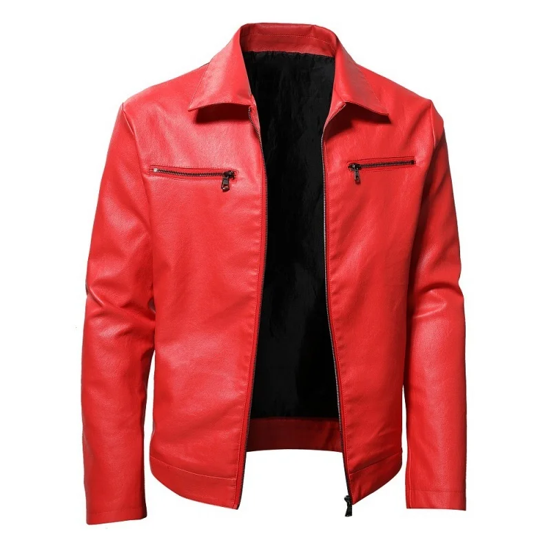 

Spring Autumn Men's Motorcycle Leather Jacket Casual Turn-down Collar Solid PU Outerwear Men Fashion Business Slim Jackets Coat