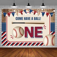 Baseball Photography Backdrop Boy Sports Ball Come Have A Ball First One Year Old Birthday Rustic Wood Background Photo Booth