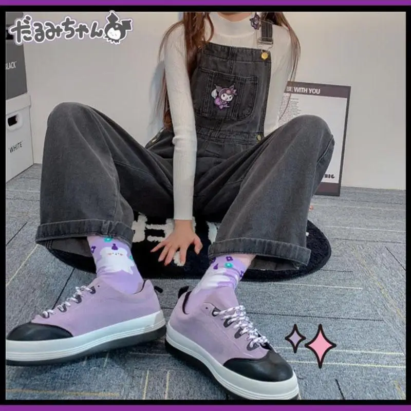 

Sanrioed Kuromi мультфильм Kawaii 2022 новый оригинальный японский стиль привидение лошадь девушка колледж Стиль снижение возраста дикий комбинезон