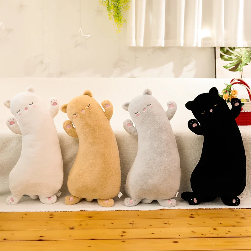 

Cute Curved Cat Pillow Plush Toy Four Colors Optional Sofa Nap Pillow Cat Doll Give Girls Valentine's Day Gift