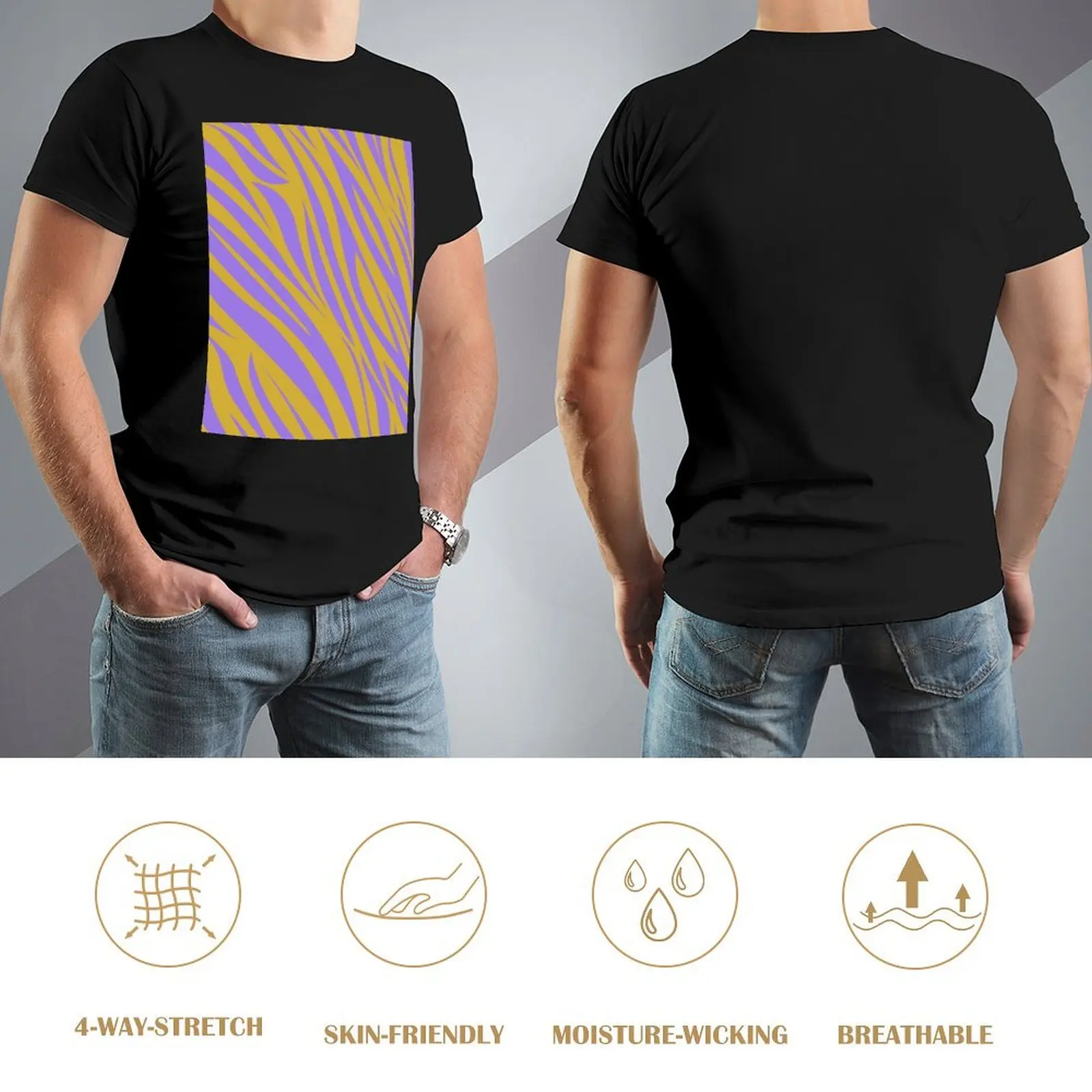 Золотая и фиолетовая футболка с принтом в виде тигровой полосы уличная одежда