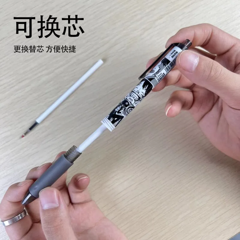 One Piece Luffy Zoro аниме мультяшный узор черно-белая гелевая ручка с горячей кровью