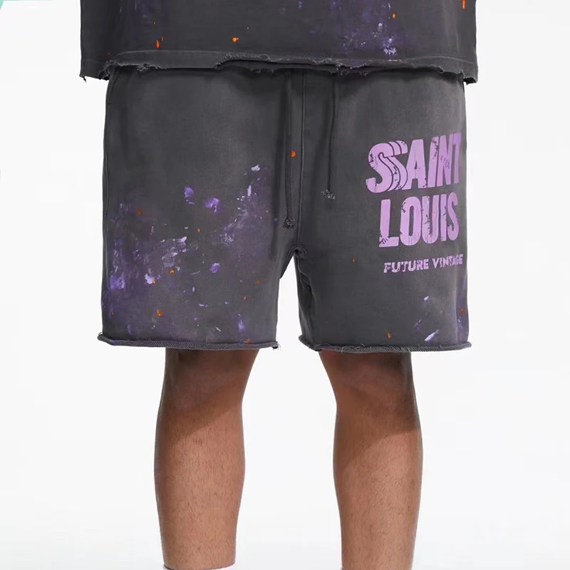 Шорты в стиле Сент-Луис с принтом граффити Модные Винтажные повседневные Бриджи