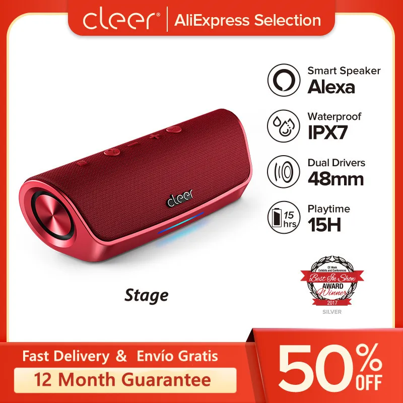

Cleer Audio Stage Portable Bluetooth Speaker Ipx7 Water Resistant, Up-to 15-Hours Wireless Playback Boom Box Dual 48mm speaker