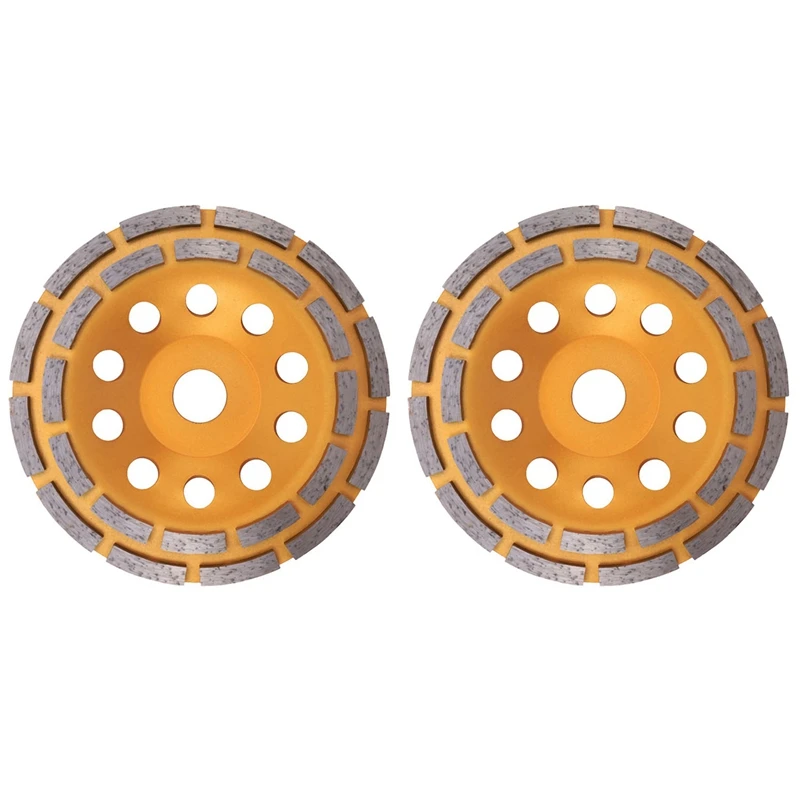 

TOP 2X 150Mm 7 Inch Diamond 2 Row Segment Grinding Wheel Sanding Disc Sander Grinder Cup Abrasive Tools 22Mm Hole