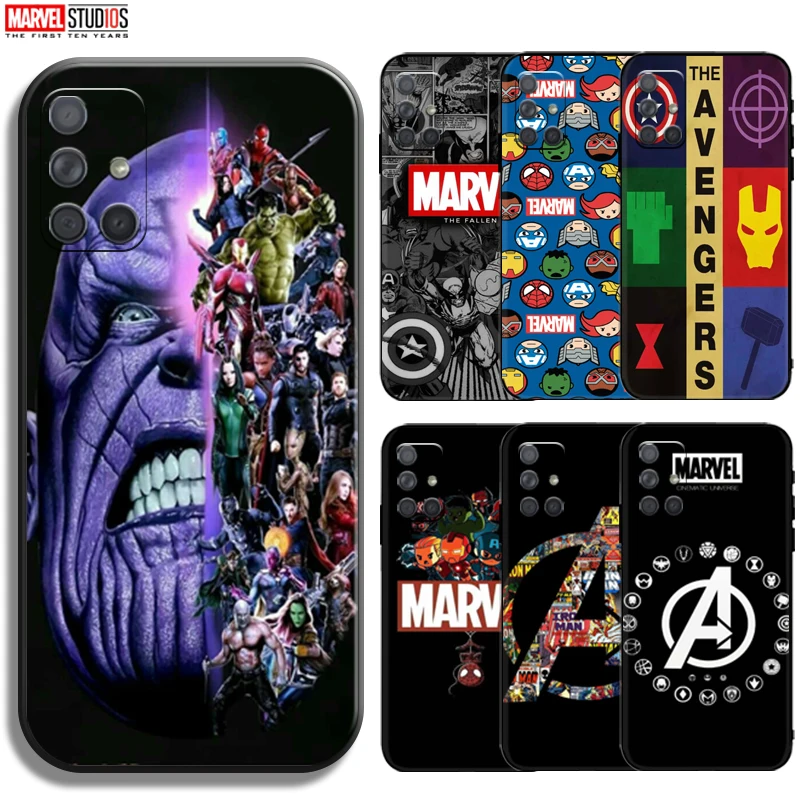 

Marvel Avengers Logo Phone Case For Samsung Galaxy A71 A51 A41 A31 A21 A11 A03 A72 A52 A42 A32 A22 A12 Black Carcasa Funda