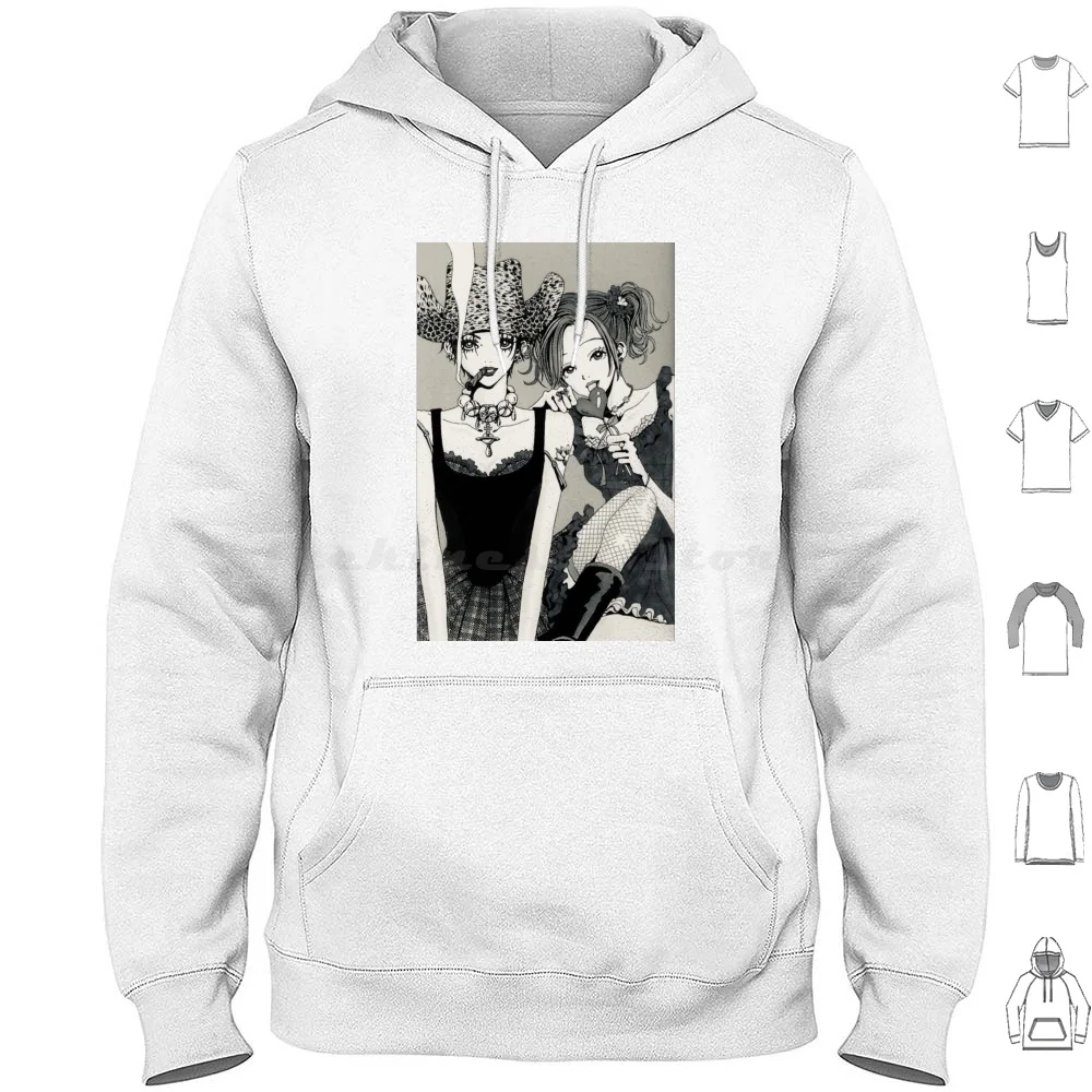 Толстовка с капюшоном Нана Осаки и Хачи хлопковая балана длинным рукавом черные