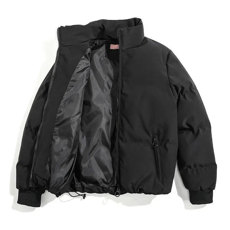 2023 Autumn and Winter Solid Color Cotton Jacket Bread Jacket Stand Collar Cotton Jacket New Women's Casual Long-sleeved Jacket