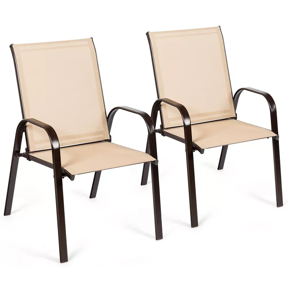 

2-Piece Patio Chairs Camping Garden Chairs with Armrest &Backrest sillas terraza exterior