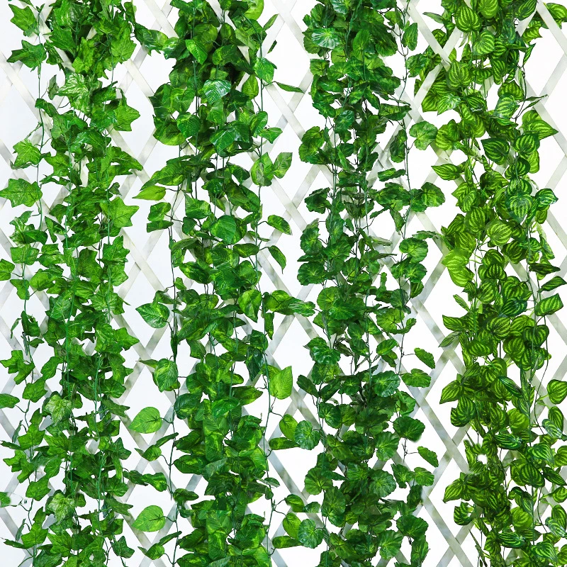 

12pc Artificial Plants Green Ivy Leaf Garland Rattan Creeper Vine Fake Plant DIY Wreath for Wedding Party Home Garden Decoration