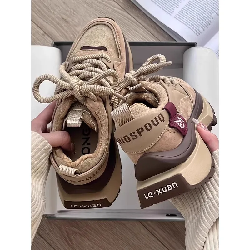 Женские старые туфли из натуральной кожи в стиле ретро с толстой подошвой и