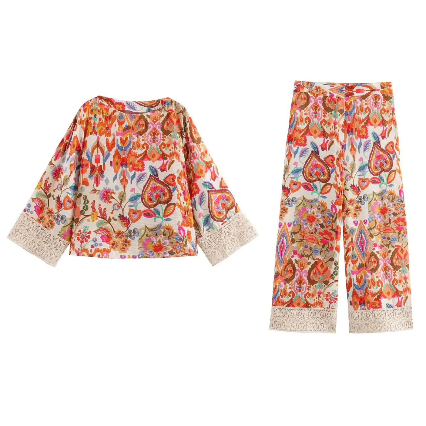 Женский костюм-рубашка с принтом Лето 2024 богемная рубашка модный костюм широкими