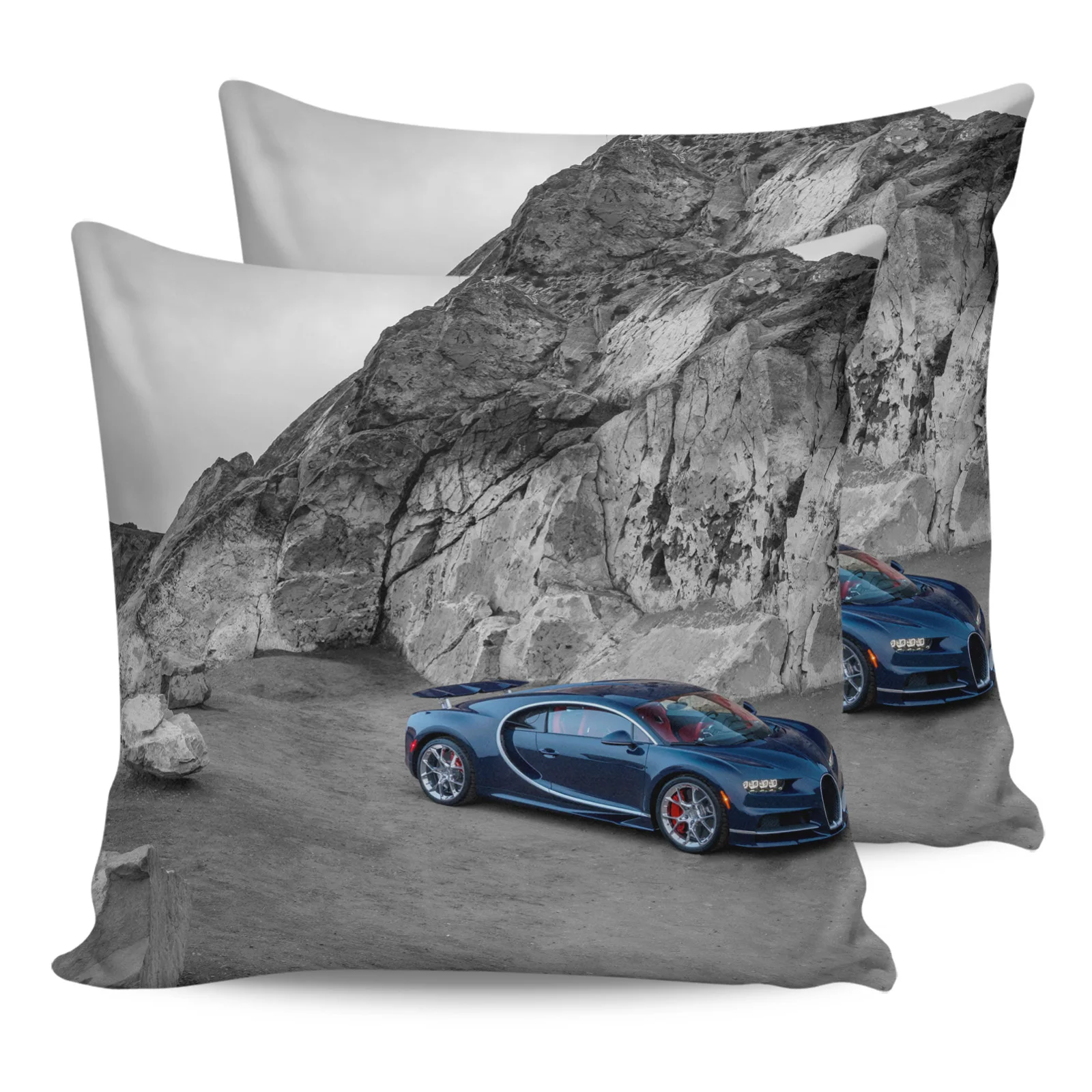 

2PCS Pillowcases Retro Blue Racing Car Landscape Cushion Cover Home Bedding Living Room Decorative Couch Throw Pillow Case