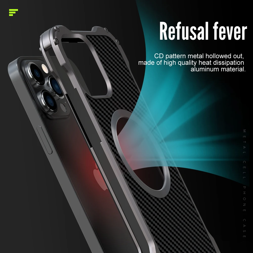 Kup Original R-JUST Carbon Fiber Case For Iphone 13 Pro Max Cover Ultra Thin 13 Mini 12 Pro Metal Bumper Funda Skin Lens Protection