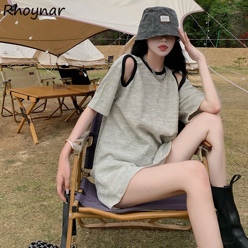 

Baggy Dress Women Casual Sexy Short Sleeve Youth Fashion Hollow Out Design O-neck Harajuku Streetwear College Summer Chic hot
