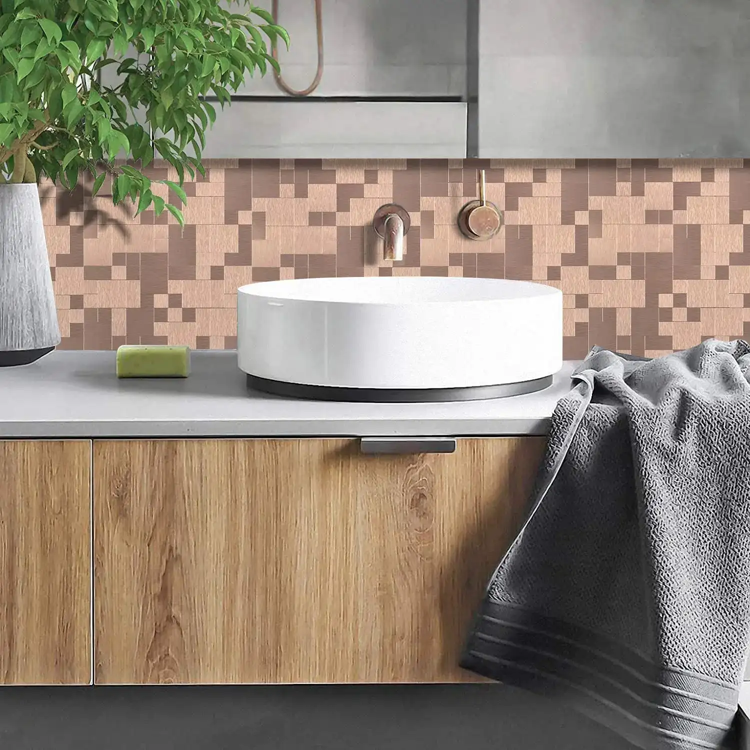 5 шт. настенная плитка из нержавеющей стали с эффектом потертости