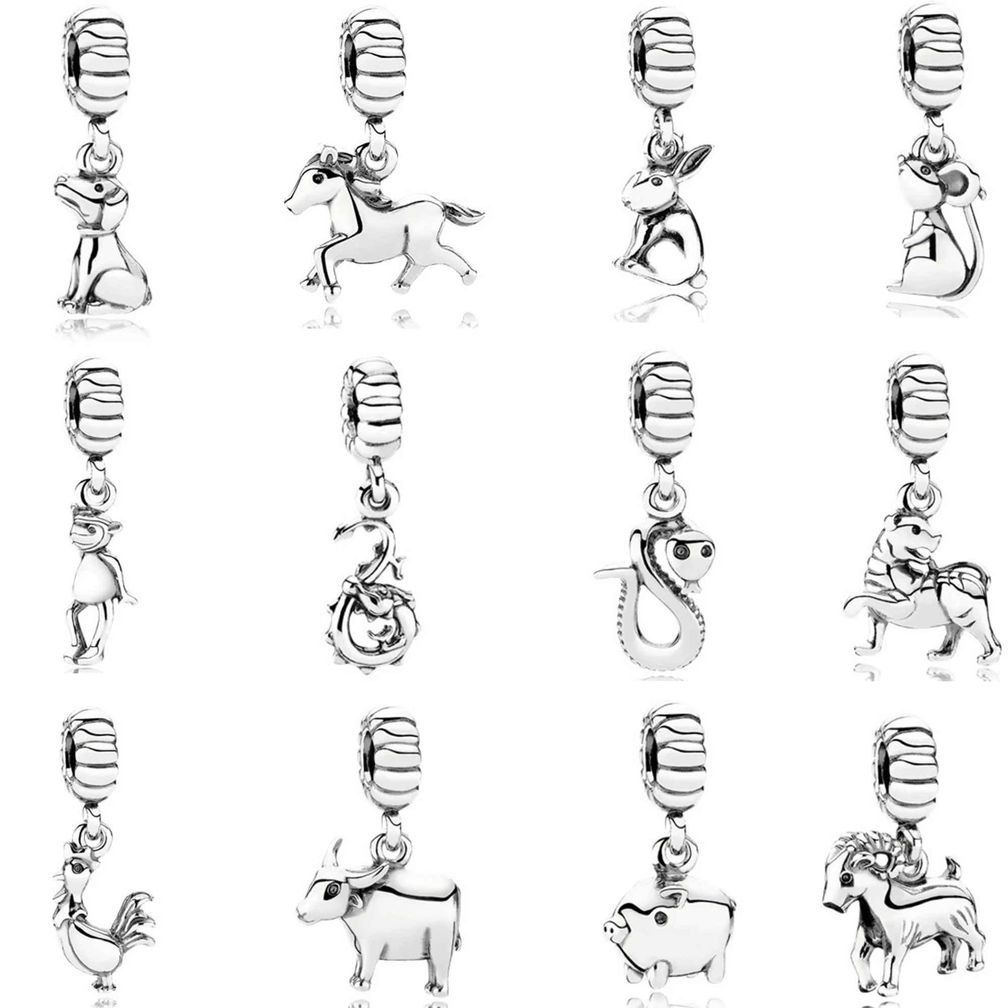 

925 Sterling Silver Pan Family Classic Zodiac Beads DIY Cow Pendant Beaded Constellation Charm Scattered