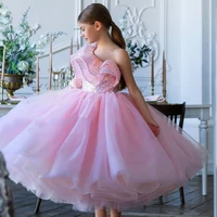 one shoulder ruffles sequin flower girl dress princess party gown first communion dresses knee length prom gowns
