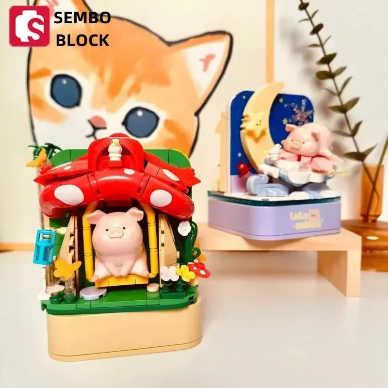 2-стили LuLu Pig Double World SEMBO блоки необычные игрушки Kawaii настольные украшения