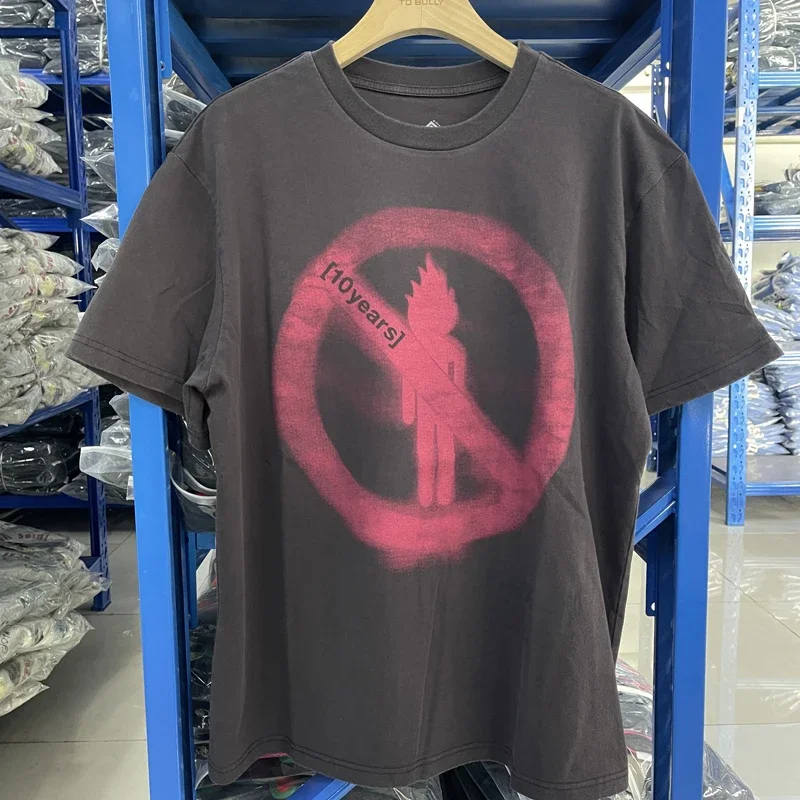 Универсальные топы Cactus Jack футболка с красной круговой этикеткой на спине