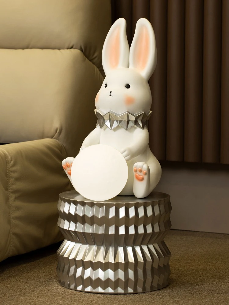 Современное искусство простое украшение для дома статуя кролика из смолы ночная
