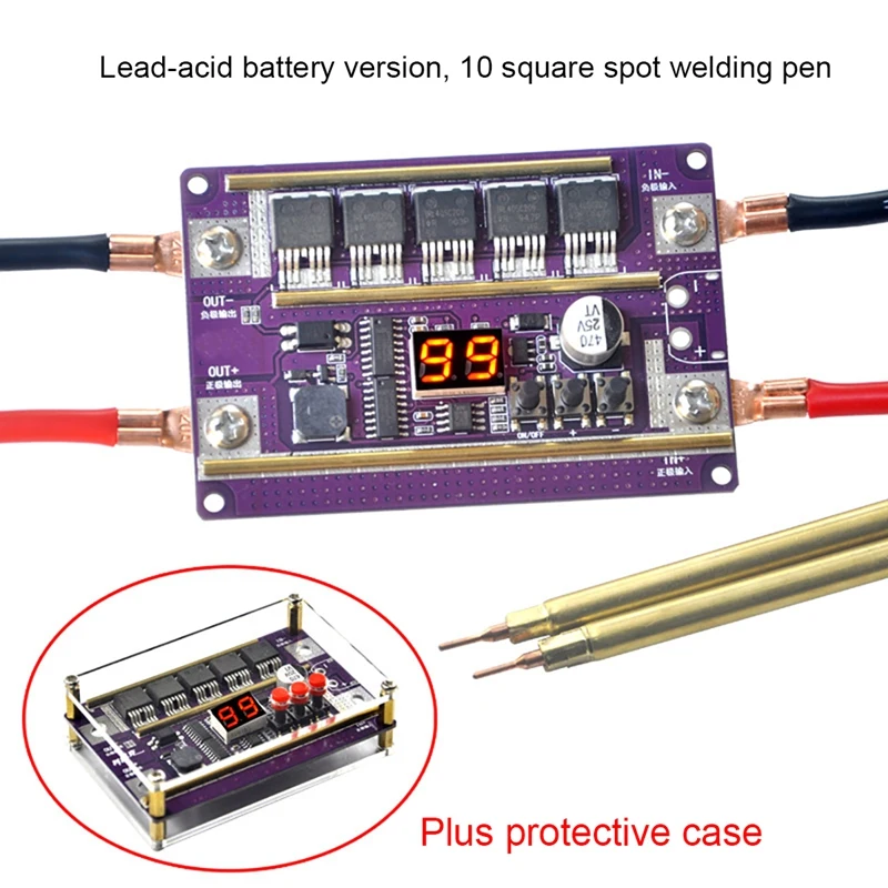 

99 Gear Digital Display 12V 10 Square Pen Spot Welder+Acrylic Shell For Welding 18650 Battery 0.05-0.3Mm Nickel Sheet