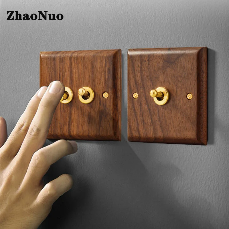 Панель из массива дерева черного ореха 1-4 комплекта 2 выхода ретро тумблер