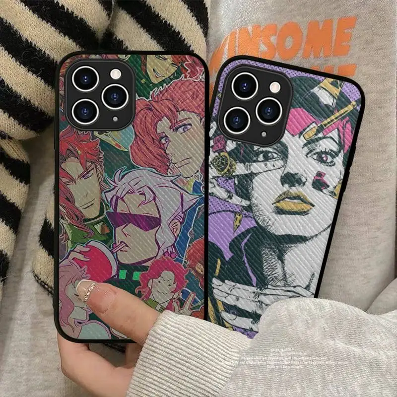 

JoJo Bizarre Adventure Phone Case Hard Leather Case for iPhone 11 12 13 Mini Pro Max 8 7 Plus SE 2020 X XR XS Coque