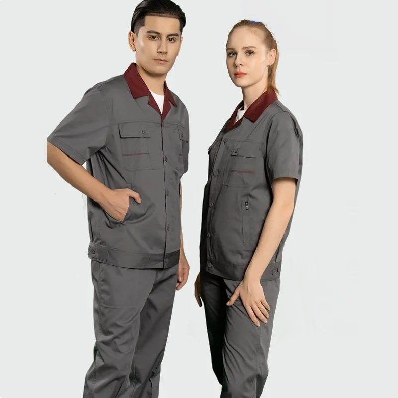 Summer Work Clothing Men Women Working Coveralls Thin Breathable Uniforms Factory Workshop Service Car Repairmen Mechanical Suit