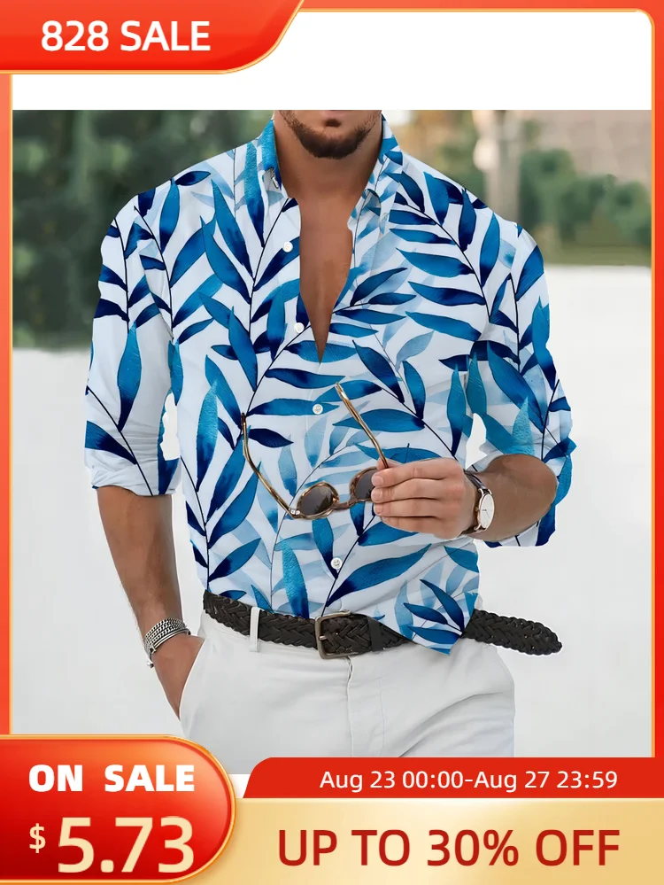 

2023 Men's Wear 3D Digital Printing Men's Wear Men's Social Shirt Large Size Casual New Men's T-Shirt Spring and Autumn Men