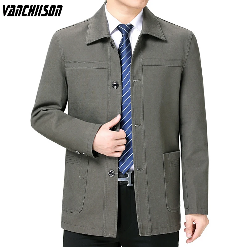 

5XL 6XL 7XL 8XL Plus Size Men 100% Cotton Business Jacket Outwear Turndown Collar Big Pockets Fashion 0044JK903