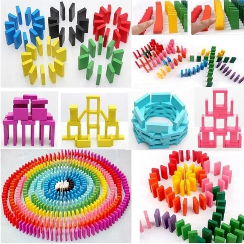 

120pcs/set Domino Toys Children Wooden Toys Colored Domino Blocks Kits Early Learning Dominoes Games Educational Children Toys