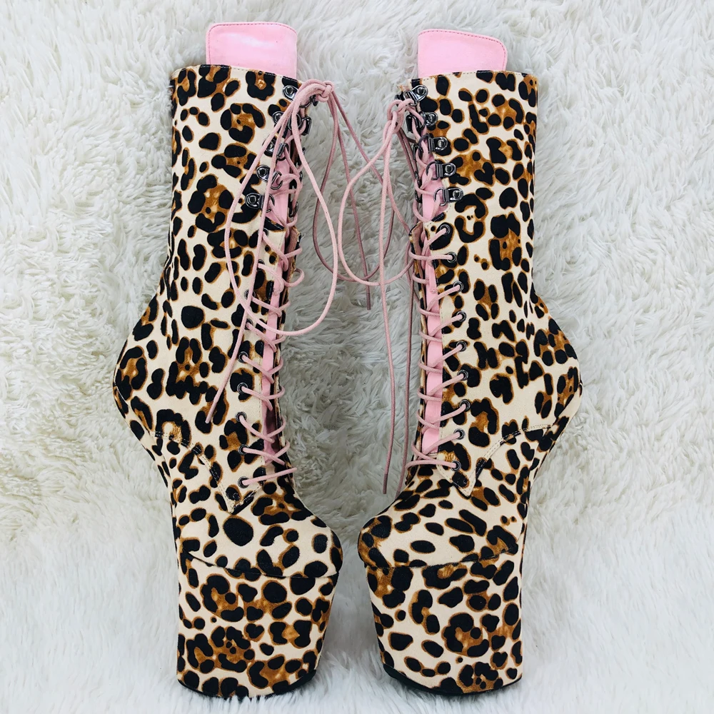 Leecabe Snake Leopard Upper  Boots Platform Sexy Exotic heelless pole dance shoes