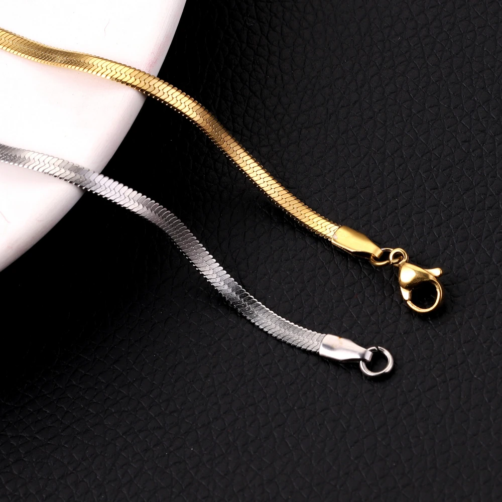 

Классическая змеиная цепочка из нержавеющей стали с искусственным кольцом для мужчин и женщин, чокеры, ожерелье до ключиц, модные ювелирные изделия в подарок
