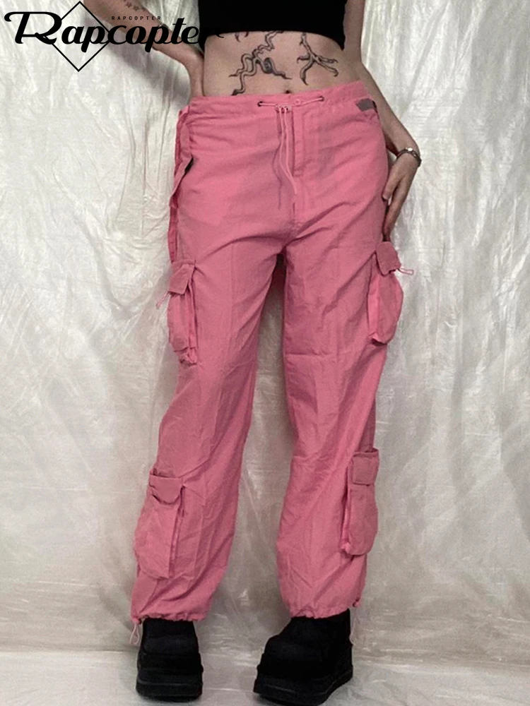 

Брюки-карго Rapcopter женские с карманами, повседневные мешковатые модные штаны с низкой талией, уличная одежда, летние спортивные штаны, шикарн...