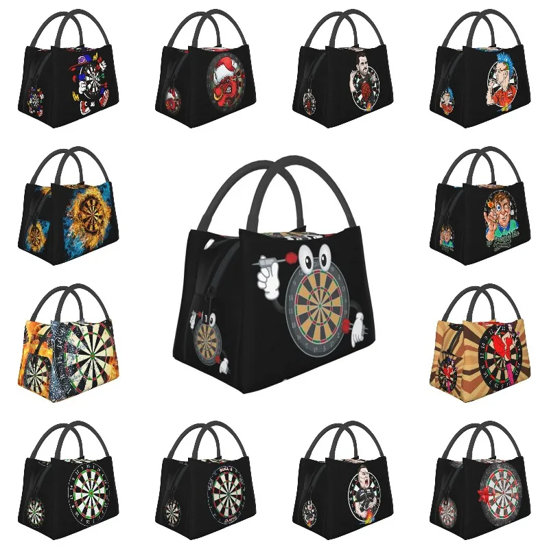 

Funny Dartboard With Darts Insulated Lunch Bags for Women Leakproof Game Thermal Cooler Lunch Tote Beach Camping Travel