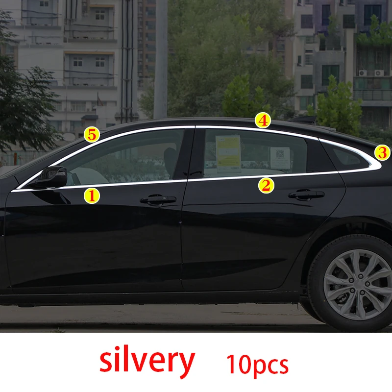 

Автомобильные аксессуары для Chevrolet Malibu 2016-2023, черная наружная оконная молдинговая полоса из нержавеющей стали, боковая крышка порога, отделка, 10 шт.