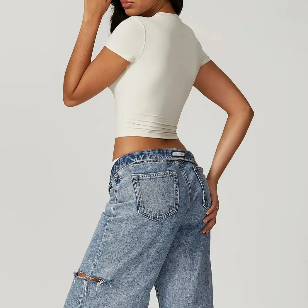 MODITIN 2024 Летняя женская одежда для тренажерного зала футболка фитнеса