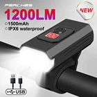 Велосипедный передний фонарь с зарядкой через USB, 1200 лм