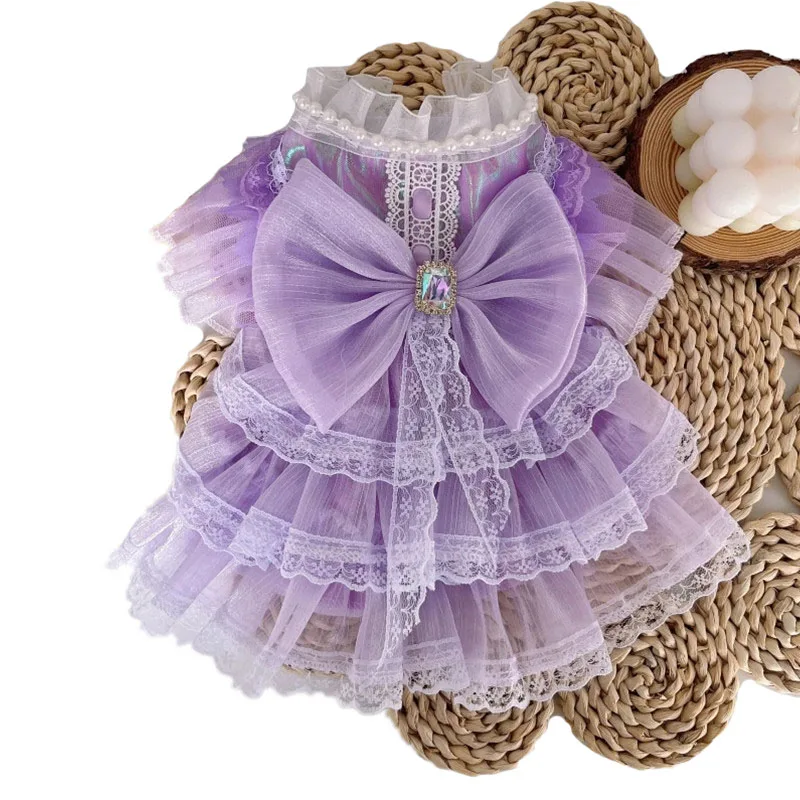 

Fashion Pet Costume Summer Dog Dress Purple Chihuahua Miniature Pinscher Shih Tzu Schnauzer Yorkie Skirt Small Dog Puppy Clothes