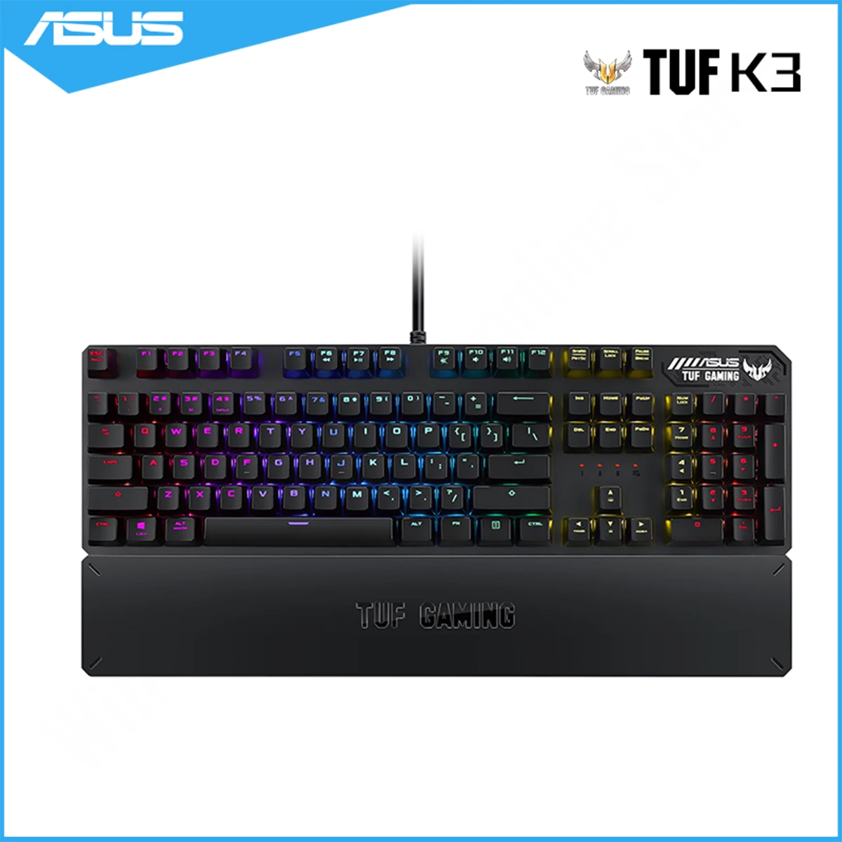 

ASUS TUF K3 Wired E-sports Player Game Machine Keyboard USB Programmable Onboard Memory app Magnetic Wrist Brace Removable