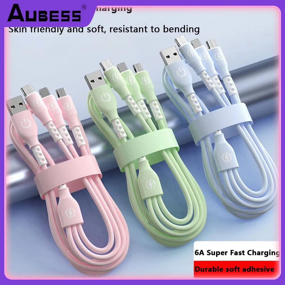 

6a Three-in-one Fast Charging Phone Date Cable Fast Charging Data Cable Stable Usb Cable Wire Cord Accessories Tinned Copper