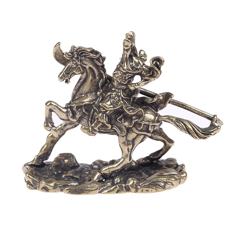 Латунный Бог Багатства Верховая Лошадь Статуя Гуань Гун Аксессуары для