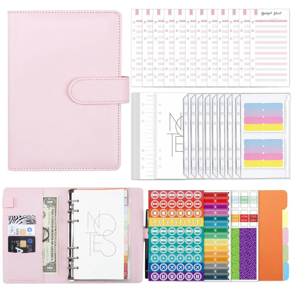 

A6 Binder System Set,Cash Envelopes Planner Organizer for Saving Money Budgeting,with Binder Pockets,Budget Sheets,Filler Paper