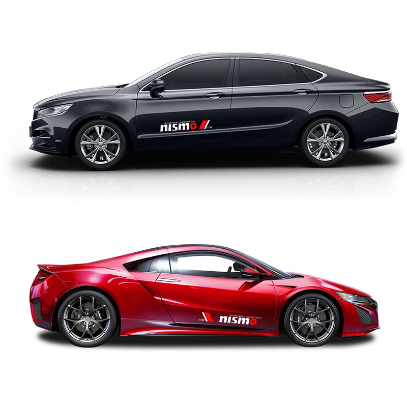 2 шт. наклеек на боковые двери автомобиля стиль эмблемы декали для Nissan Nismo Tiida Teana Horizon Juke X-trail Almera Qashqai товары на.