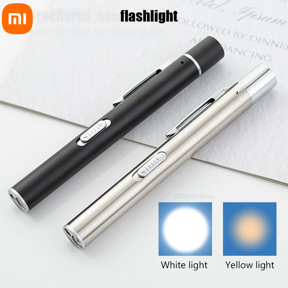 

xiaomi USB Rechargeable Medical Handy Pen Light Mini Nursing Flashlight LED Torch Lamp With Stainless Steel Led Flashlight