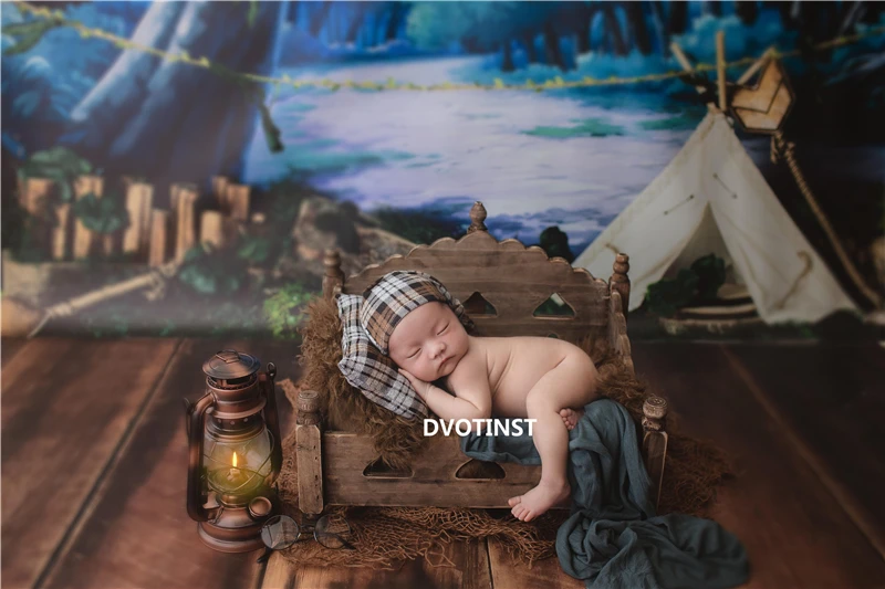 Dvotinst Newborn Photography Props Baby Posing Basket Cute Mini Wooden Cribs Bed Fotografia Accessorio Studio Shoot Photo | Детская